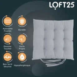 Loft 25 Tufté Carré Siège Coussin Pour Chaises à Manger Avec Attaches Sécurisées Douceur & Siège Confortable Rembourré, Serré Plancher Sécurisé Coussin Pour Sièges D'intérieur, Argent (2PK) 7 Loft 25 Tufté Carré Siège Coussin Pour Chaises à Manger Avec Attaches Sécurisées Douceur & Siège Confortable Rembourré, Serré Plancher Sécurisé Coussin Pour Sièges D'intérieur, Argent (2PK) -Promos Jardin Lumi Magasin 60309580 3