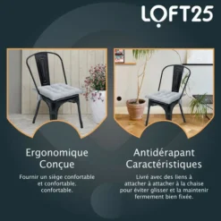Loft 25 Tufté Carré Siège Coussin Pour Chaises à Manger Avec Attaches Sécurisées Douceur & Siège Confortable Rembourré, Serré Plancher Sécurisé Coussin Pour Sièges D'intérieur, Argent (2PK) 9 Loft 25 Tufté Carré Siège Coussin Pour Chaises à Manger Avec Attaches Sécurisées Douceur & Siège Confortable Rembourré, Serré Plancher Sécurisé Coussin Pour Sièges D'intérieur, Argent (2PK) -Promos Jardin Lumi Magasin 60309580 5