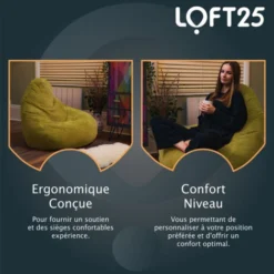 Loft 25 Pouf à Haut Dossier En Velours Côtelé Pour Adulte, Pouf Gaming Pour L'intérieur, Salon, Lime 9 Loft 25 Pouf à Haut Dossier En Velours Côtelé Pour Adulte, Pouf Gaming Pour L'intérieur, Salon, Lime -Promos Jardin Lumi Magasin 60309699 5