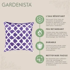 Gardenista Extérieur Coussins Imprimés, Résistant à L'eau Coussin à Décoratif Pour Jardin, Coloré Coussin De Banc Avec Fibre Creuse45x45cm, Arabesque Pourpre -Promos Jardin Lumi Magasin 60309879 3