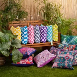 Gardenista Extérieur Coussins Imprimés, Résistant à L'eau Coussin à Décoratif Pour Jardin, Coloré Coussin De Banc Avec Fibre Creuse45x45cm, Arabesque Pourpre -Promos Jardin Lumi Magasin 60309879 4
