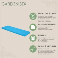 Gardenista Coussin De Siège De Banc 2 Places Pour Jardin, Coussin De Banc Léger Avec Housses Amovibles Résistantes à L'eau Et Rembourrage En Fibre 108 X 45 X 5 Cm, Turquoise -Promos Jardin Lumi Magasin 60309959 3