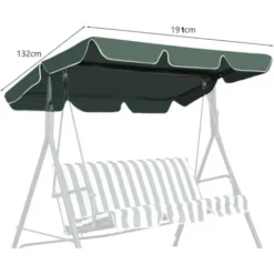 RELAX4LIFE Toit De Rechange Pour Balancelle, Toit De Balançoire Toile Épaisse à 160G/M2 Imperméable Et Anti-UV En Polyester (191x132CM, Vert) 7 RELAX4LIFE Toit De Rechange Pour Balancelle, Toit De Balançoire Toile Épaisse à 160G/M2 Imperméable Et Anti-UV En Polyester (191x132CM, Vert) -Promos Jardin Lumi Magasin 60475633 3
