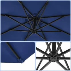 Songmics Parasol De Jardin Extérieur Déporté, Ombrelle, Avec Base, Ø3m, UPF 50+ Protection Solaire - Bleu Marine GPU116L01 -Promos Jardin Lumi Magasin 60856281 3