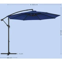 Songmics Parasol De Jardin Extérieur Déporté, Ombrelle, Avec Base, Ø3m, UPF 50+ Protection Solaire - Bleu Marine GPU116L01 -Promos Jardin Lumi Magasin 60856281 5