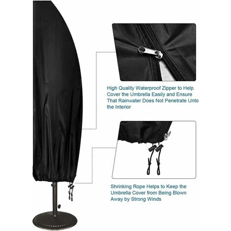 Housse Parasol Deporte,Couverture De Parasol,Couverture De Parapluie De Jardin Imperméable, 265x40/70/50cm/Anti-UV,Vent,Décoloration,pour Parasol De Jardin Exterieur Deporte 2 Housse Parasol Deporte,Couverture De Parasol,Couverture De Parapluie De Jardin Imperméable, 265x40/70/50cm/Anti-UV,Vent,Décoloration,pour Parasol De Jardin Exterieur Deporte – Image 2