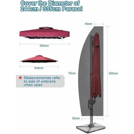 Housse Parasol Deporte,Couverture De Parasol,Couverture De Parapluie De Jardin Imperméable, 265x40/70/50cm/Anti-UV,Vent,Décoloration,pour Parasol De Jardin Exterieur Deporte 3 Housse Parasol Deporte,Couverture De Parasol,Couverture De Parapluie De Jardin Imperméable, 265x40/70/50cm/Anti-UV,Vent,Décoloration,pour Parasol De Jardin Exterieur Deporte – Image 3