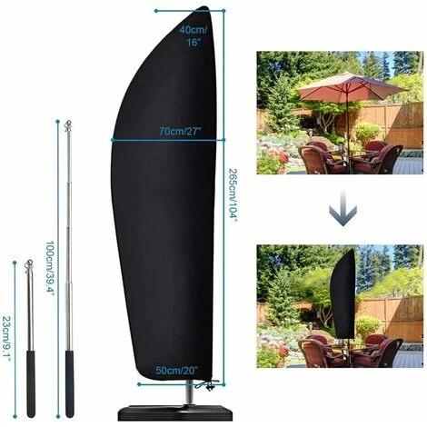 Housse Parasol Deporte,Couverture De Parasol,Couverture De Parapluie De Jardin Imperméable, 265x40/70/50cm/Anti-UV,Vent,Décoloration,pour Parasol De Jardin Exterieur Deporte 5 Housse Parasol Deporte,Couverture De Parasol,Couverture De Parapluie De Jardin Imperméable, 265x40/70/50cm/Anti-UV,Vent,Décoloration,pour Parasol De Jardin Exterieur Deporte – Image 5
