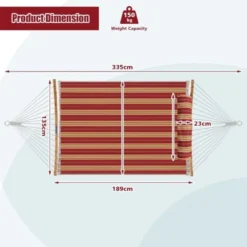 COSTWAY Hamac D’Extérieur Avec Oreiller Amovible En Tissu, Acier, Bambou, Pour De Jardin Camping, Charge 150KG, Rouge -Promos Jardin Lumi Magasin 61352046 5