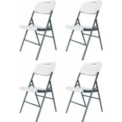 Lot De 4 Chaises Pliantes Foldy - 46 X 52 X 86 Cm - Blanc