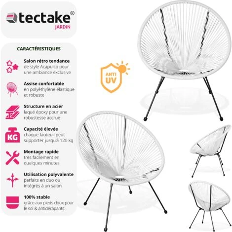 Lot De 2 Chaises De Jardin Santana - Lot De 2 Fauteuils De Jardin, Fauteuils Exterieur, Chaises Exterieur 2 Lot De 2 Chaises De Jardin Santana - Lot De 2 Fauteuils De Jardin, Fauteuils Exterieur, Chaises Exterieur – Image 2