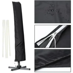 SWANEW Housse De Parasol Résistant Aux UV Hydrofuge Protection UV Housse De Protection Jardin,noir -Promos Jardin Lumi Magasin 63736149 3
