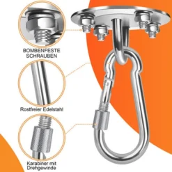 Randaco 2X Crochet De Plafond 450KG Capacité Murale Pour Hamac Suspendu Yoga Chaise Accrochante Et Sac De Boxe Acier Inoxydable Kit -Promos Jardin Lumi Magasin 63763228 3