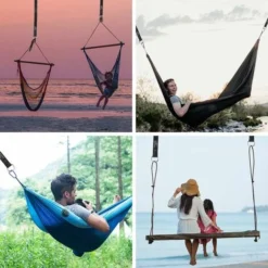 ZOLGINAH Fixation De Balançoire, 2 Sangles De Suspension Avec Anneaux En D Et Mousquetons Robustes, Pour Hamacs Et Pneus, Supporte Jusqu'à 1000 Kg, Avec Sac De Rangement. -Promos Jardin Lumi Magasin 63866975 5