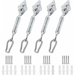 ZOLGINAH Kit De Fixation Voile D'ombrage, Kit De Fixation Pour Voile De Jardin Pour Voile D'ombrage En Acier Inoxydable 304 Pour Triangle Carré Rectangle Et Triangulaires (44 Pièces)