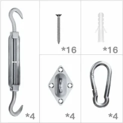 ZOLGINAH Kit De Fixation Voile D'ombrage, Kit De Fixation Pour Voile De Jardin Pour Voile D'ombrage En Acier Inoxydable 304 Pour Triangle Carré Rectangle Et Triangulaires (44 Pièces) -Promos Jardin Lumi Magasin 64100624 5