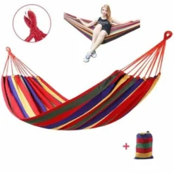 Hamac,Hamac Simple , 280x150cm Toile à Voile 2 Personnes 200kg De Charge Loisirs Patio Léger Camping - Rouge FUIENKO