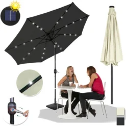 Froadp Ø350cm Parasol De Jardin En Aluminium Parapluie Octogonal Pliable Avec Manche Ombrelle En Polyester Avec Protection UV 40+ Pour Balcon Terrasse Piscine (Gris Foncé Avec LED) -Promos Jardin Lumi Magasin 65112753 3