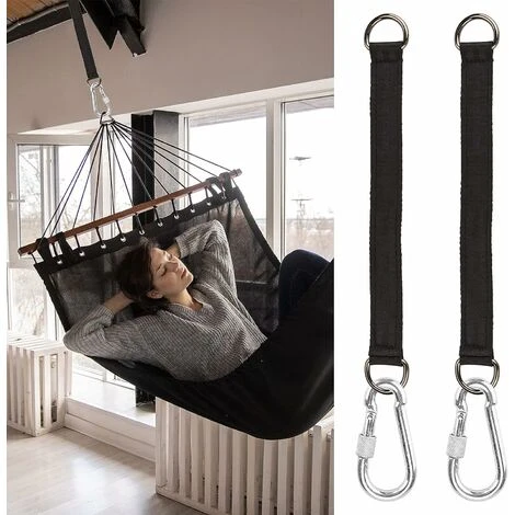 Sangles De Suspension Pour Balançoire, 2 Sangles De Balançoire Réglables Avec 2 Mousquetons En Alliage De Zinc Pouvant Supporter Jusqu'à 1000 Lb, Kit De Sangles De Hamac (noir, 25 Cm) 5 Sangles De Suspension Pour Balançoire, 2 Sangles De Balançoire Réglables Avec 2 Mousquetons En Alliage De Zinc Pouvant Supporter Jusqu'à 1000 Lb, Kit De Sangles De Hamac (noir, 25 Cm) – Image 5