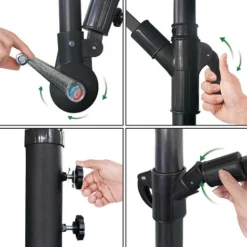 Froadp Ø300cm Parasol Pliants En Aluminium Déporté Excentré De Plage Réglable En Hauteur Avec Protection UV40+ Parasol Pour Patio Jardin Piscine(Beige) -Promos Jardin Lumi Magasin 67452977 3