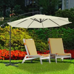 Froadp Ø300cm Parasol Pliants En Aluminium Déporté Excentré De Plage Réglable En Hauteur Avec Protection UV40+ Parasol Pour Patio Jardin Piscine(Beige) -Promos Jardin Lumi Magasin 67452977 5