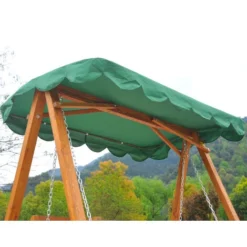 OUTSUNNY Balancelle De Jardin 3 Places 2 Tablettes Support 1,95L X 1,3l X 1,85H M Charge Max. 360 Kg Bois De Pin Vert -Promos Jardin Lumi Magasin 6812182 5