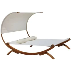 Hamac écru Sur Pieds Bois 2 Personnes 195 X 180 Cm En Textilène BORA BORA -Promos Jardin Lumi Magasin 6923444 4