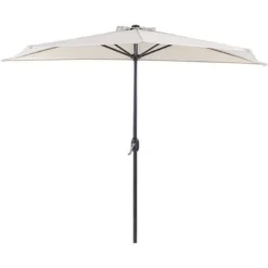 Parasol De Jardin Semi Circulaire Ombrage 270 Cm En Polyester Beige Galati
