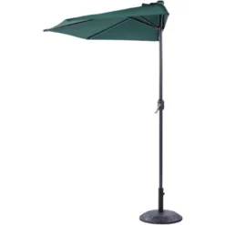 Parasol De Jardin Semi Circulaire Ombrage 270 Cm En Polyester Vert Galati -Promos Jardin Lumi Magasin 70344112 4