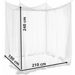 Moustiquaire De Lit Double Ciel De Lit Rectangulaire Grande Moustiquaire Blanc Simple D'Eté Avec 4 Ouvertures Baldaquin Rideaux De Lit 190cm(W) X210cm(L) X240cm(H) Répulsif Pour Les Insectes -Promos Jardin Lumi Magasin 72334450 4