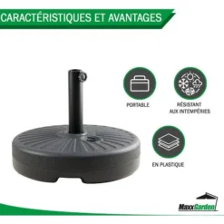 Pied De Parasol - Plastique - Remplissable Jusqu'à 22 Kg - MaxxGarden -Promos Jardin Lumi Magasin 72492524 3