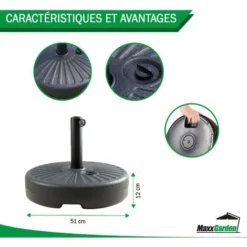 Pied De Parasol - Plastique - Remplissable Jusqu'à 22 Kg - MaxxGarden -Promos Jardin Lumi Magasin 72492524 4