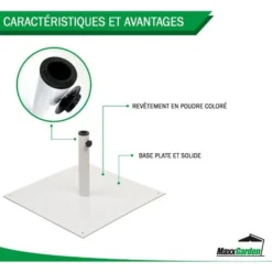 Pied De Parasol Plat - Base De Parasol Carré 17 Kg- Acier - MaxxGarden -Promos Jardin Lumi Magasin 72492525 4