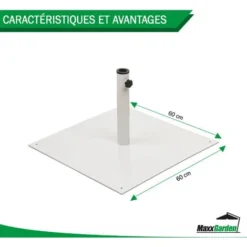 Pied De Parasol Plat - Base De Parasol Carré 17 Kg- Acier - MaxxGarden -Promos Jardin Lumi Magasin 72492525 5