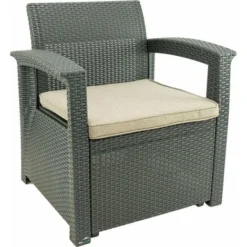 Set Salon D’extérieur - Salon De Jardin Pour 4 Personnes - 2 Fauteuils, 1 Canapé Et 1 Table - Avec Coussins - Gris -Promos Jardin Lumi Magasin 72492606 3