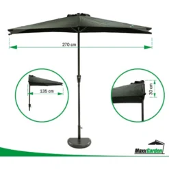 Parasol De Balcon 270 Cm - Demi Parasol - Noir - MaxxGarden -Promos Jardin Lumi Magasin 72492616 3