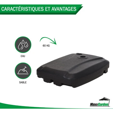 Pied De Parasol -Support De Parasol Avec Roues Et Poignée - Plastique - Remplissable Jusqu'à 60kg - Noir - MaxxGarden 2 Pied De Parasol -Support De Parasol Avec Roues Et Poignée - Plastique - Remplissable Jusqu'à 60kg - Noir - MaxxGarden – Image 2