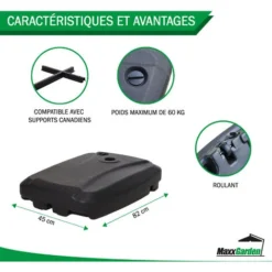 Pied De Parasol -Support De Parasol Avec Roues Et Poignée - Plastique - Remplissable Jusqu'à 60kg - Noir - MaxxGarden 8 Pied De Parasol -Support De Parasol Avec Roues Et Poignée - Plastique - Remplissable Jusqu'à 60kg - Noir - MaxxGarden -Promos Jardin Lumi Magasin 72492671 4