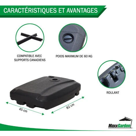 Pied De Parasol -Support De Parasol Avec Roues Et Poignée - Plastique - Remplissable Jusqu'à 60kg - Noir - MaxxGarden 4 Pied De Parasol -Support De Parasol Avec Roues Et Poignée - Plastique - Remplissable Jusqu'à 60kg - Noir - MaxxGarden – Image 4