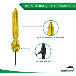 Parasol Inclinable Carré 3 X 3 M - Parasol De Jardin Et De Balcon - Jaune - MaxxGarden -Promos Jardin Lumi Magasin 72492746 3
