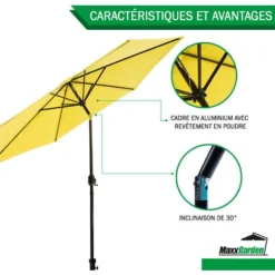 Parasol Inclinable Carré 3 X 3 M - Parasol De Jardin Et De Balcon - Jaune - MaxxGarden -Promos Jardin Lumi Magasin 72492746 4