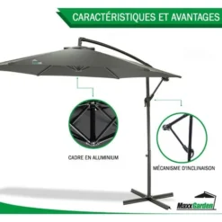 Parasol Deporte Inclinable 3M - Avec Housse De Protection - Anthracite - MaxxGarden -Promos Jardin Lumi Magasin 72492776 3