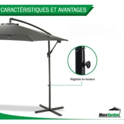 Parasol Deporte Inclinable 3M - Avec Housse De Protection - Anthracite - MaxxGarden -Promos Jardin Lumi Magasin 72492776 4