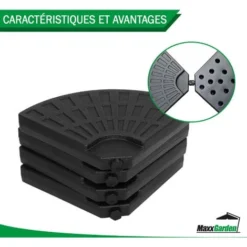 Pied De Parasol - Dalle Pour Parasol à Lester 50x50cm - 4 Pcs - 60kg Une Fois Remplie - Noir - MaxxGarden 8 Pied De Parasol - Dalle Pour Parasol à Lester 50x50cm - 4 Pcs - 60kg Une Fois Remplie - Noir - MaxxGarden -Promos Jardin Lumi Magasin 72492798 4