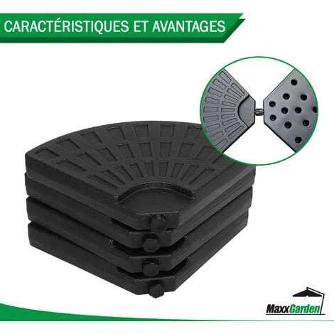 Pied De Parasol - Dalle Pour Parasol à Lester 50x50cm - 4 Pcs - 60kg Une Fois Remplie - Noir - MaxxGarden 4 Pied De Parasol - Dalle Pour Parasol à Lester 50x50cm - 4 Pcs - 60kg Une Fois Remplie - Noir - MaxxGarden – Image 4