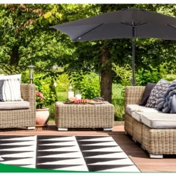 Parasol Rectangulaire - Inclinable - 2.5 X 1.5m - Imperméable - Système D'Inclinaison - Résistantes à Intempéries - Noir - MaxxGarden -Promos Jardin Lumi Magasin 72492813 5