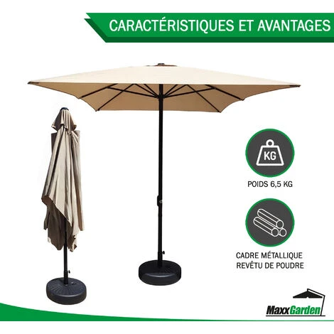 Parasol Rectangulaire 2 X 3 M - Imperméable - Taupe - MaxxGarden 2 Parasol Rectangulaire 2 X 3 M - Imperméable - Taupe - MaxxGarden – Image 2