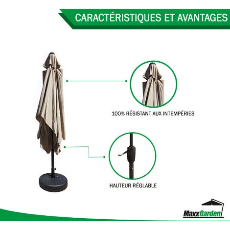 Parasol Rectangulaire 2 X 3 M - Imperméable - Taupe - MaxxGarden 3 Parasol Rectangulaire 2 X 3 M - Imperméable - Taupe - MaxxGarden – Image 3