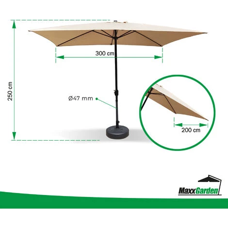 Parasol Rectangulaire 2 X 3 M - Imperméable - Taupe - MaxxGarden 5 Parasol Rectangulaire 2 X 3 M - Imperméable - Taupe - MaxxGarden – Image 5