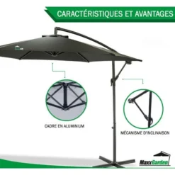 Parasol Deporte Inclinable 3M - Avec Housse De Protection - Noir - MaxxGarden -Promos Jardin Lumi Magasin 72492867 3
